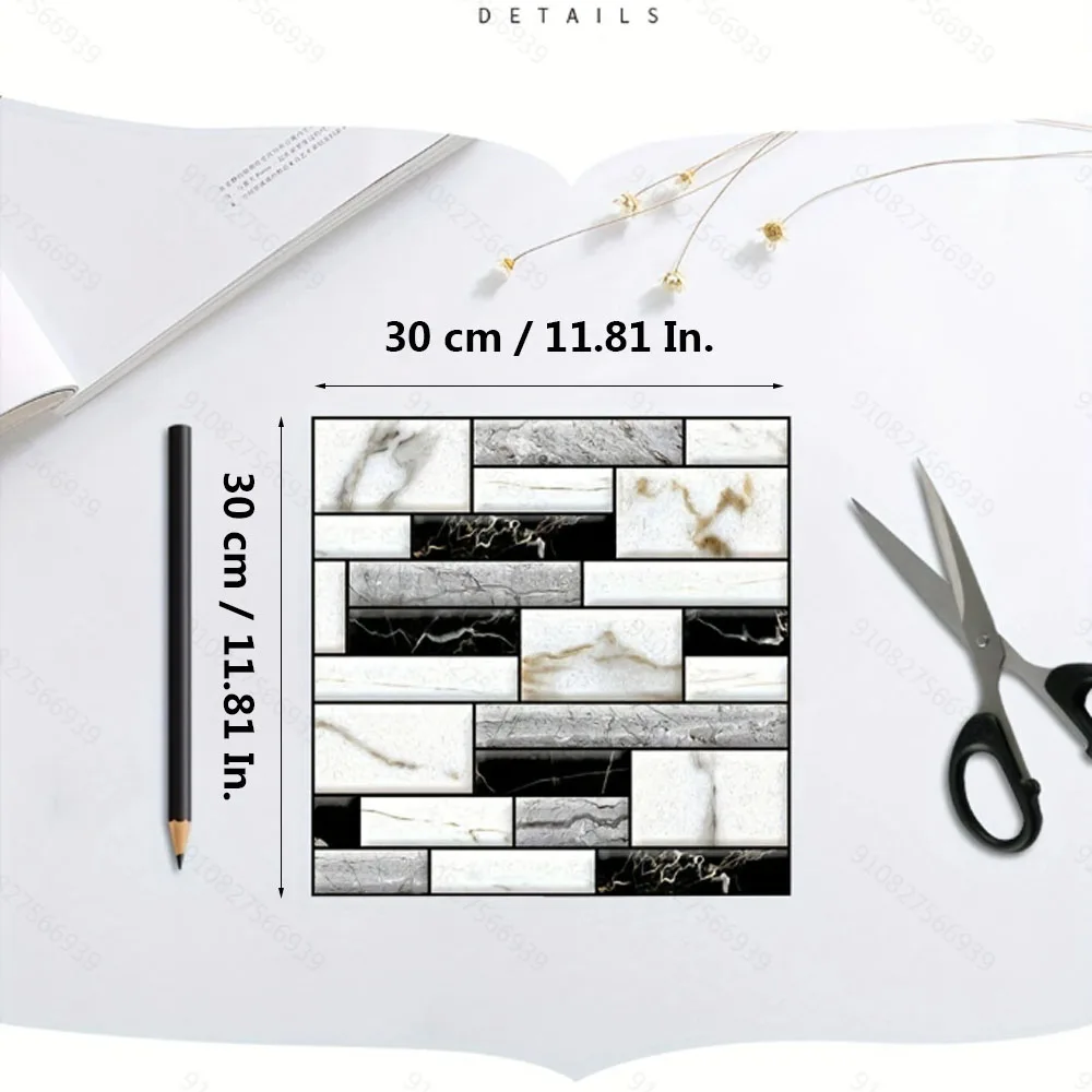 10 Pcs Self Adhesive Tile Wall Sticker Home Decor 3d Pvc Sticker Covers For Kitchen Cupboard Bathroom Waterproof Wallpaper 5