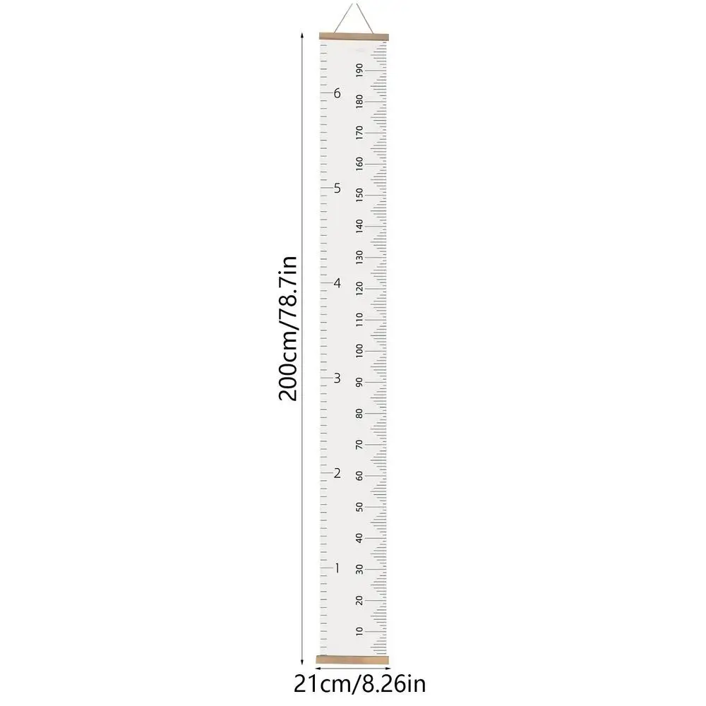 Description Picture 2 of itemKids Wall Hanging Growth Charts Wood Frame Height Measure Ruler Fabric Canvas Removable Wall Sticker For Kids Child Room Decor