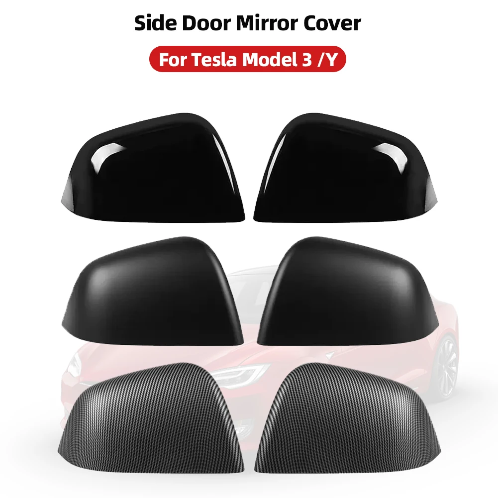 

2PCS Car ABS Paste Side Door Mirror Cover For Tesla Model 3 Model Y 2021-2023 Auto Exterior Accessories Sides Rearview Cover