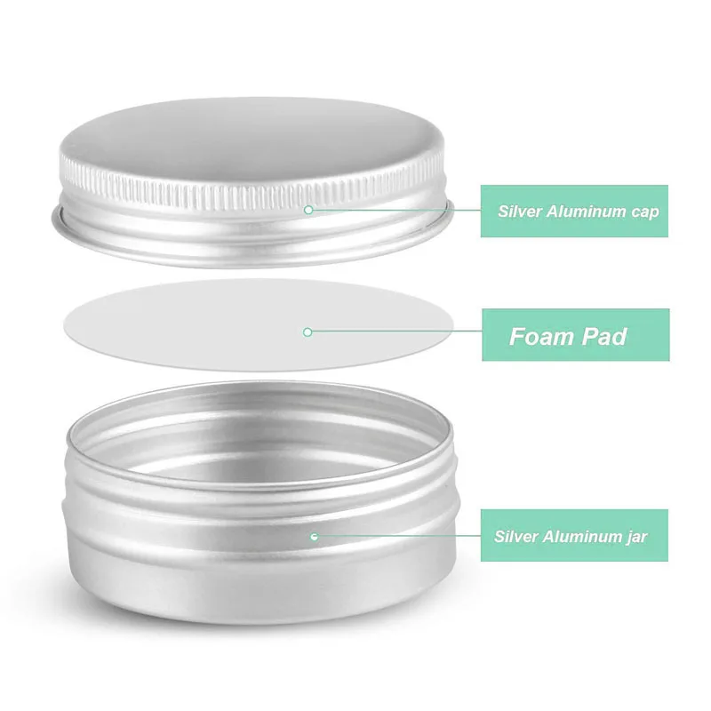 100pcs Empty Candle Jar 5/10/15/20/30/50/60g Aluminum Black Cream Cosmetic Container Refillable Bottles Lip Balm Gloss Packaging