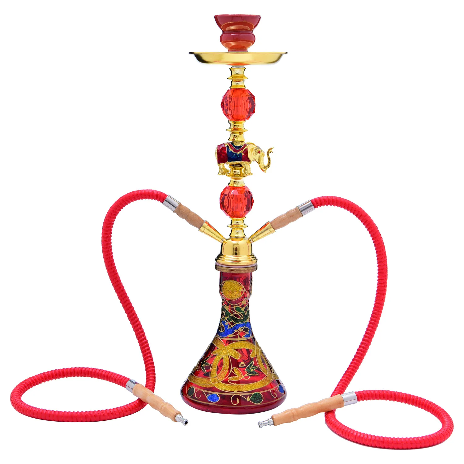 Painting Glass Hookah Pipa Narguile Completo Shisha Pipe Chicha Cachimba 2 Hoses Sisha Metal Elephant Craft Decoration Club