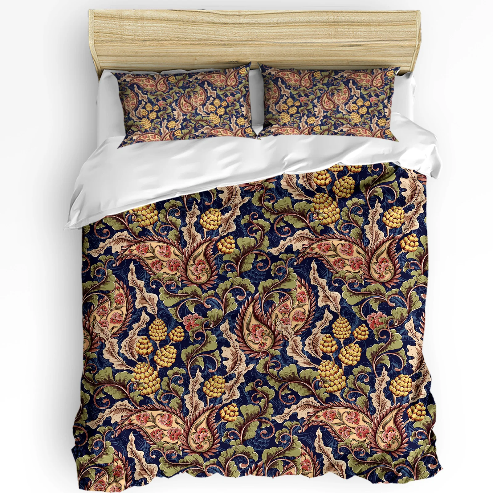 

European Retro Paisley Pattern Duvet Cover with Pillow Case Custom 3pcs Bedding Set Quilt Cover Double Bed Home Textile