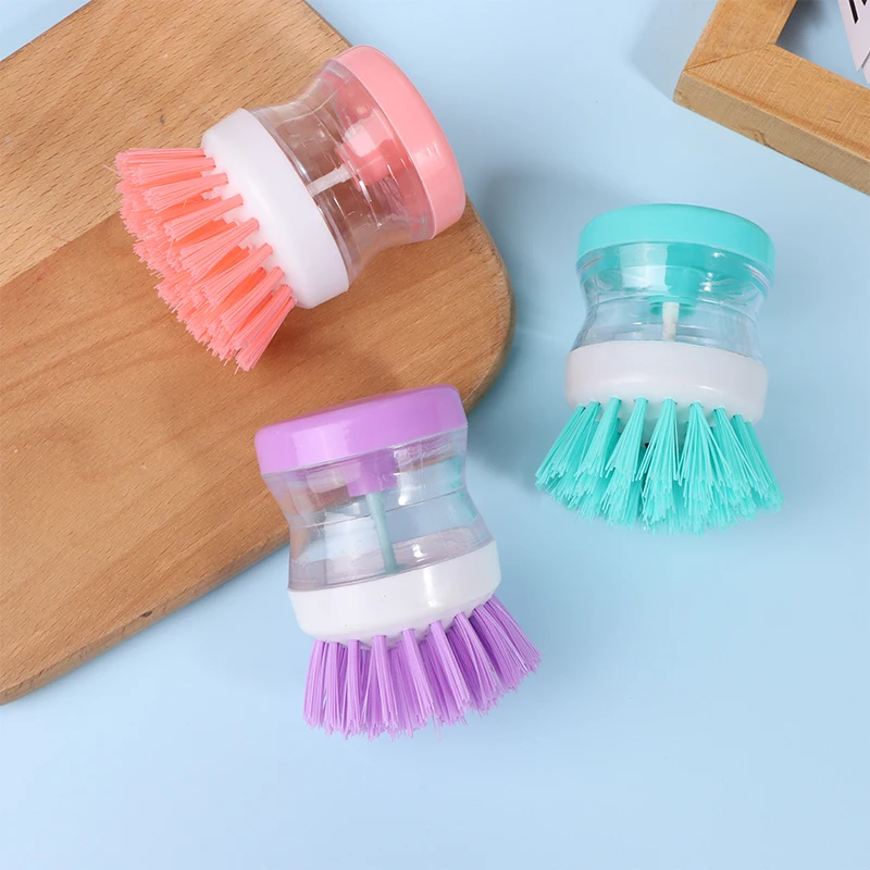2Pcs Dishwashing Brushes Automatic Liquid Addition Wash Pots Dish Sink Washing Up Liquid Soap Dispenser Kitchen Cleaning Tool