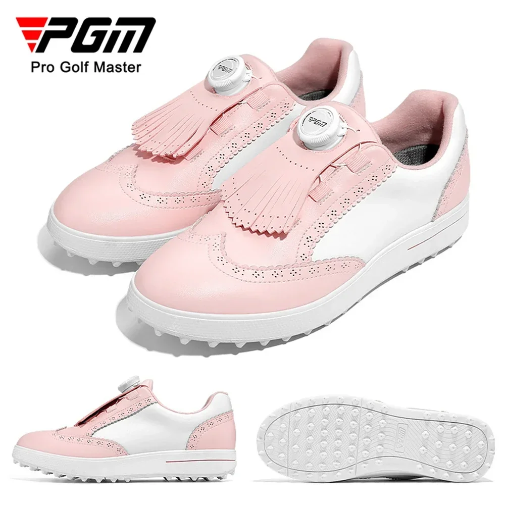 PGM Women Golf Shoes Removable Studs Waterproof Buttons Sports Shoes Non slip Casual Microfiber Leather Sneakers golf shoes