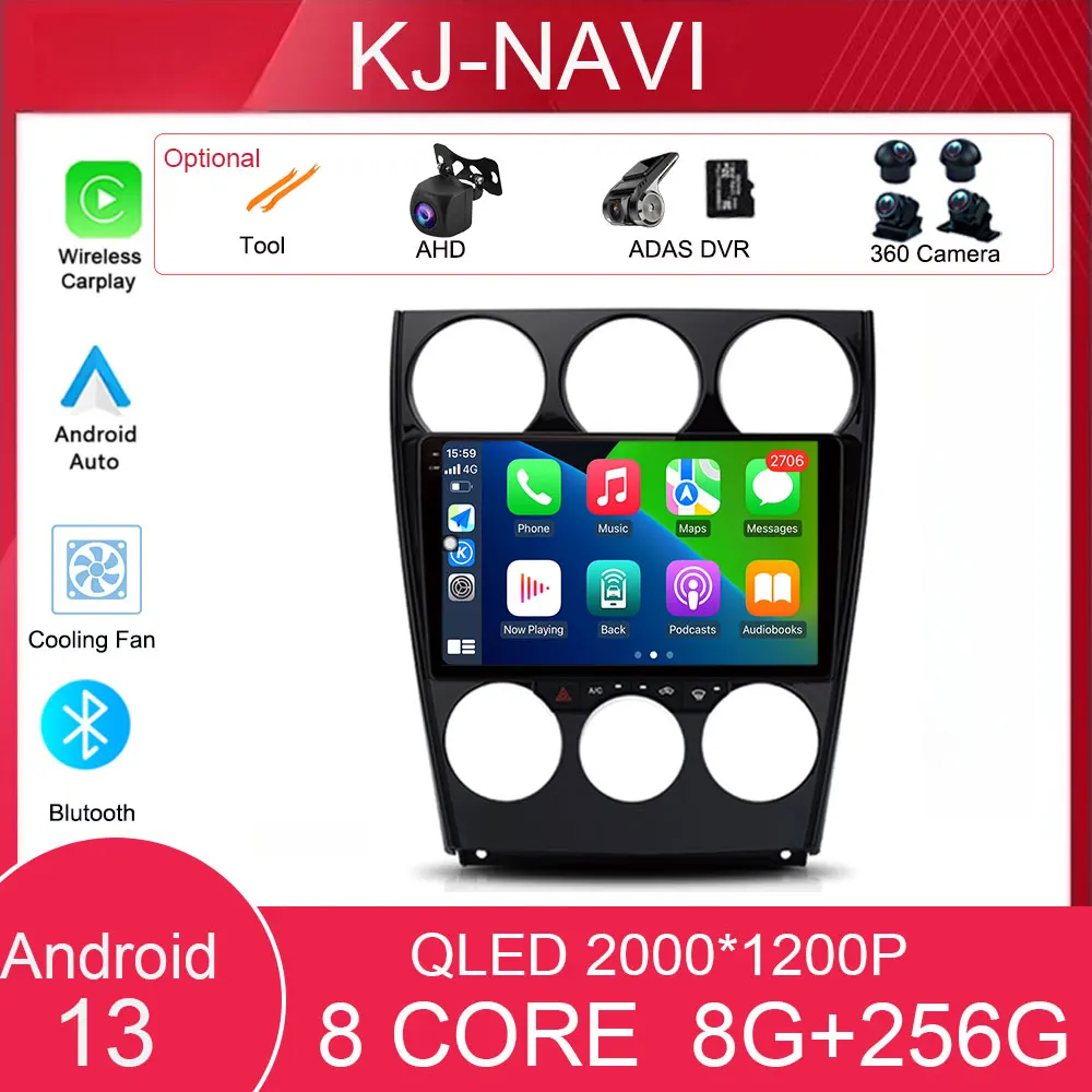 

Carplay Android 13 For Mazda 6 2004 - 2015 Car Radio Multimedia Player Navigation GPS WIFI DSP Car play Auto 4G BT 2K QLED DVD