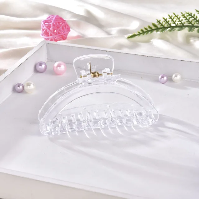 Women Girls Geometric Hair Claw Clamps Metal Hair Crab Moon Shape Hair Claw Clip Solid Color Hairpin Large Size Hair Accessories AO332