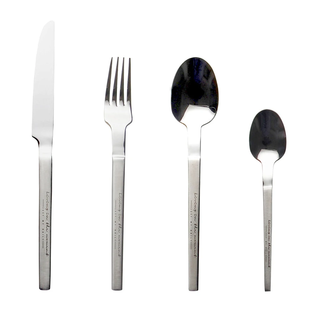 4pcs 304 Stainless Steel Dinnerware Cutlery Set Western Tableware Steak Knife Fork Tea Spoon Kitchen Flatware Dishwasher Safe