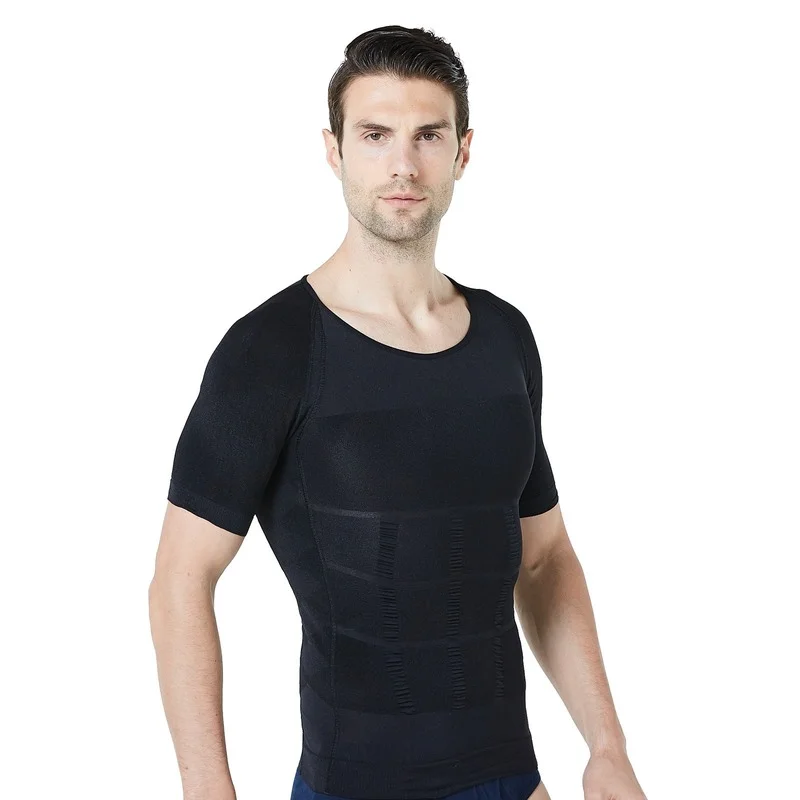 Men Body Shaper T-shirt Short-sleeved Corset  Abdomen Upgrade Body Shaper