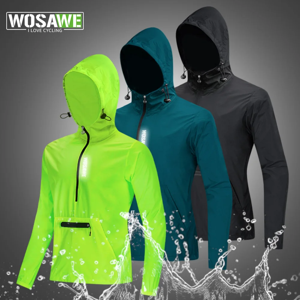WOSAWE 사이클링 윈드 브레이커 자갈 남성 후드 자켓 산악 자전거 MTB 도로 자전거 코트 Packable Racing Bicycle Windshield Jackets