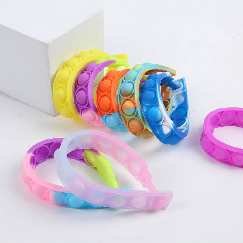 10pcs Colorful Pop Bracelet Fingertip Press Wrist Strap Toys for Kids Birthday Party Favors Guest Gifts Prizes Goodie Bag Filler