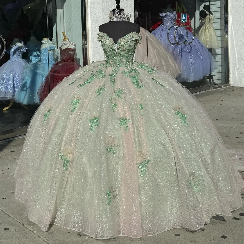 

Sexy Sweetheart Quinceanera Dresses Off Shoulder Applique Lace Princess Sweet 15 16 Years Old Birthday Prom Party Gown Gala Gift