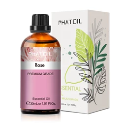 PHATOIL 30ml Aromatherapy Essential Oil Blend - Lavender, Eucalyptus, Vanilla, Sweet Orange Fragrance for Diffusers, Candles, and DIY Soap (Rose)