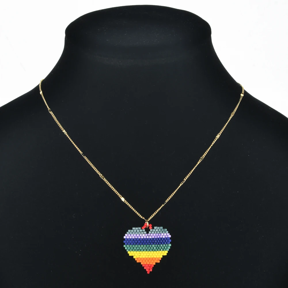 ZMZY Boho Bead Necklace For Women Miyuki Heart Necklaces