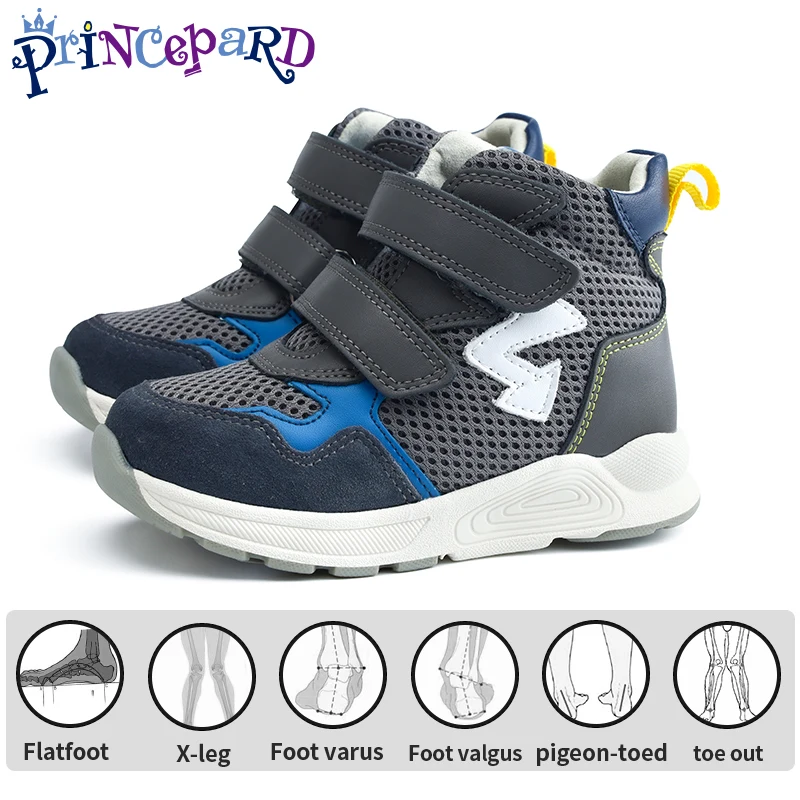 Corrective Orthopedic Sneaker for Kids High Top AFO Leather, Boys and Girls' Arch Support Shoes for Prophylactic Toe Walking