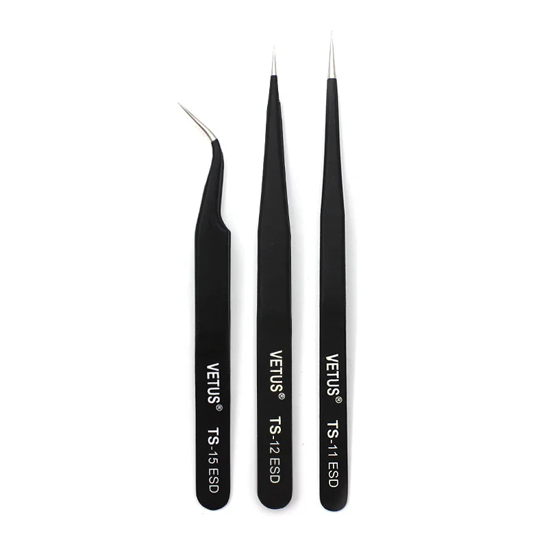 Eyelash Tweezers VETUS 100% Brand Anti Static ESD Tweezers Stainless Steel Eyelash Make Up Nipper Crafts Makeup Tools & Accessories