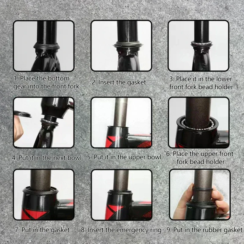 자전거 포크 자전거 부품 로드 바이크 블랙 알로이 44mm 1 1/8인치 자전거 스레드리스 헤드셋 헤드튜브 자전거 외부 헤드셋 부품