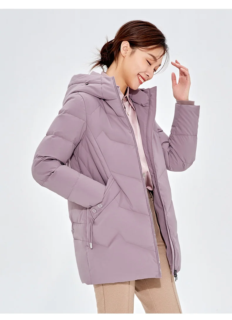 Chericom Down Jacket Women Winter Hooded Mid Long Duck Down Thick Warm Padded Coat Loose Versatile Commute Puffer Jackets 289193