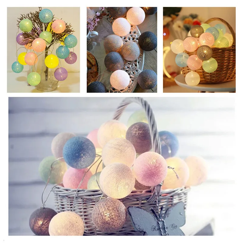 

Cotton Ball LED String Lights Garland Fairy Garden Decor Christmas Tree Lights for Outdoor Holiday Wedding Party Home Decoration
