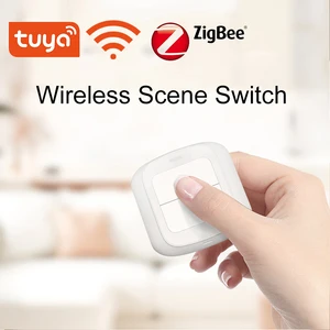 Беспроводной кнопочный переключатель Tuya, 2 клавиши, Wi-Fi/ZigBee, 6 режимов работы, с питанием от батареи, автоматизация, для устройств Tuya