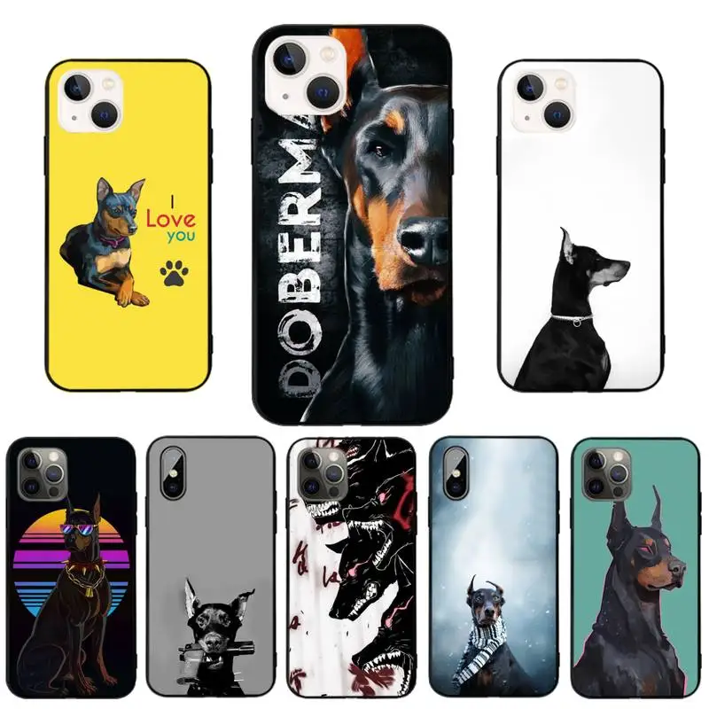 Чехол для телефона Doberman черный из ТПУ Iphone XR Xs 11 12 13 Mini Pro Max 6 7 8 Plus X 6s SE 2020 чехол |