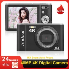 Andoer Digital Camera 48MP 4K 2.8-inch IPS Screen 16X Zoom Auto Focus Self-Timer Face Detection Anti-shaking with 2pcs Batteries