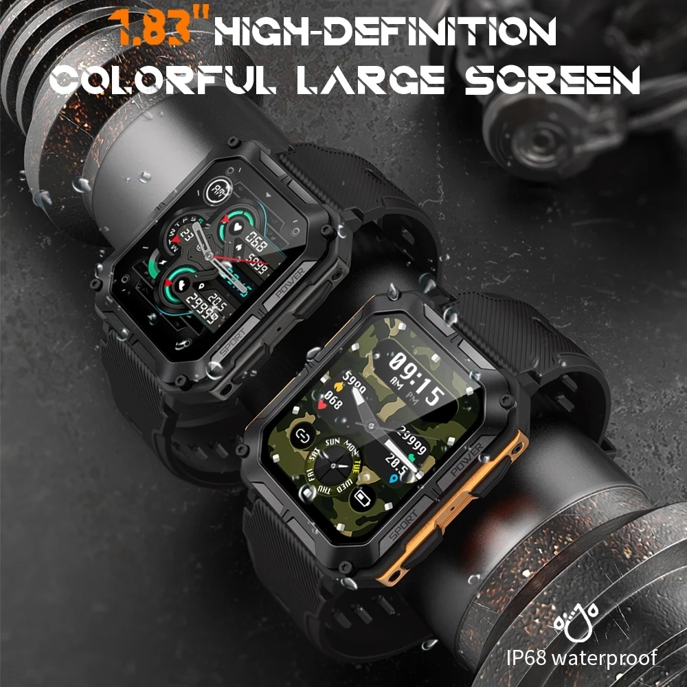 ChiBear ߿ Smartwatch  ȭ IP68  380mAh   1.83 ġ HD ȭ  ð  Ʈ ġ