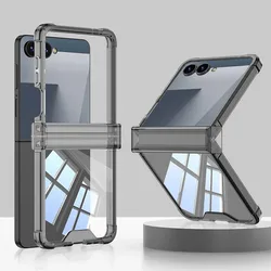 Premium Hinged Four-Corner Anti-Drop Transparent Shockproof Phone Case for Galaxy Z Flip5 (Black)