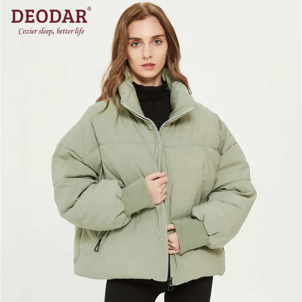 DEODAR 2022 Women's Winter Jacket Streetwear Polyester Zipper Straight 12 Solid Color Coat Warm Femme Parkas Black Lady Clothing