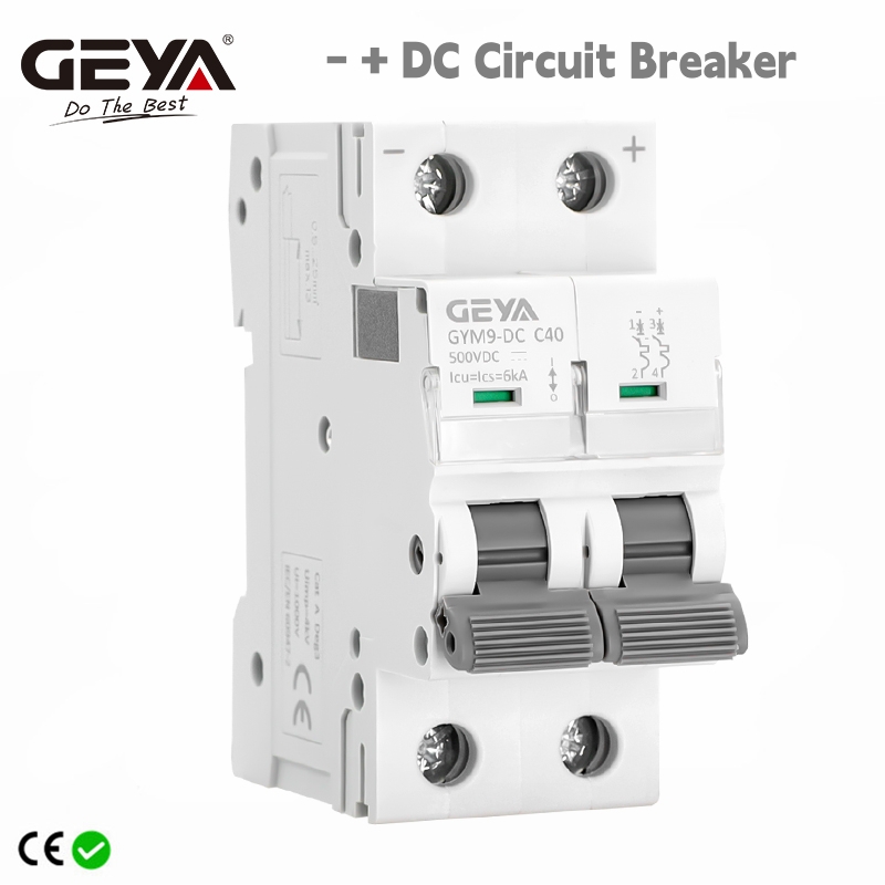 GEYA Din Rail DC MCB 6KA 2P 500V Mini Circuit Breaker DC 6A 10A 16A 20A 25A 32A 40A 50A 63A