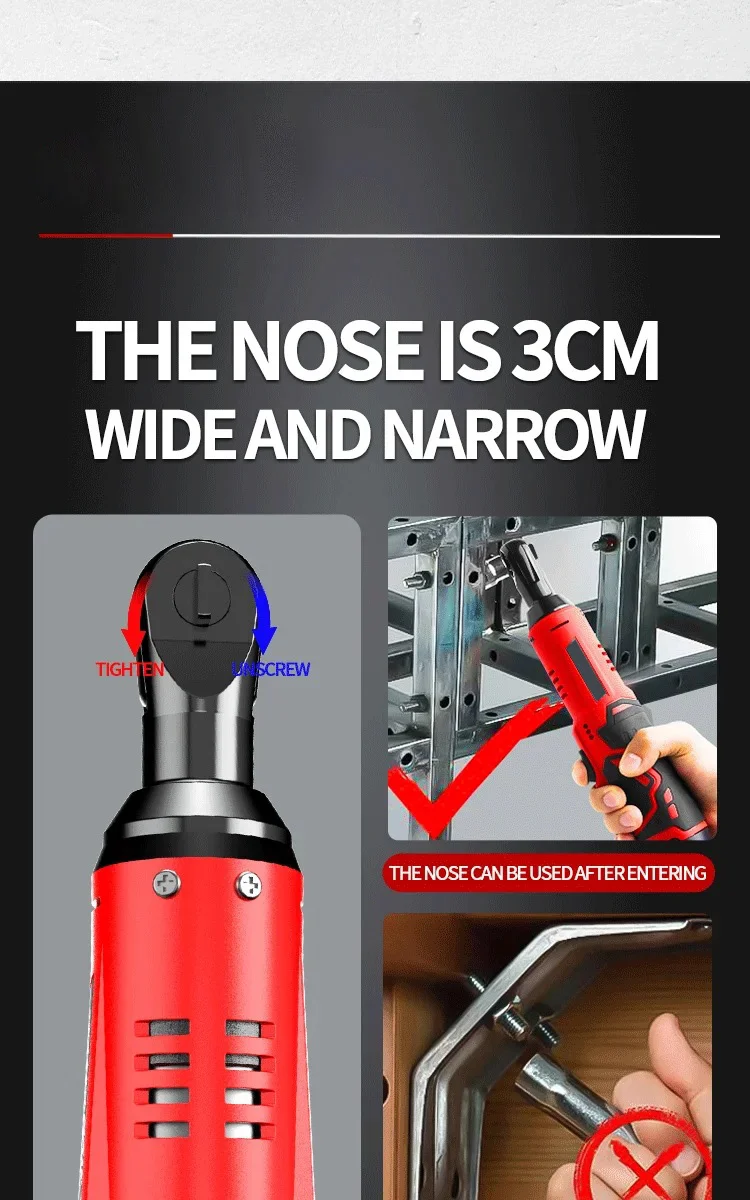 12V Cordless Right Angle Electric Wrench - Side View