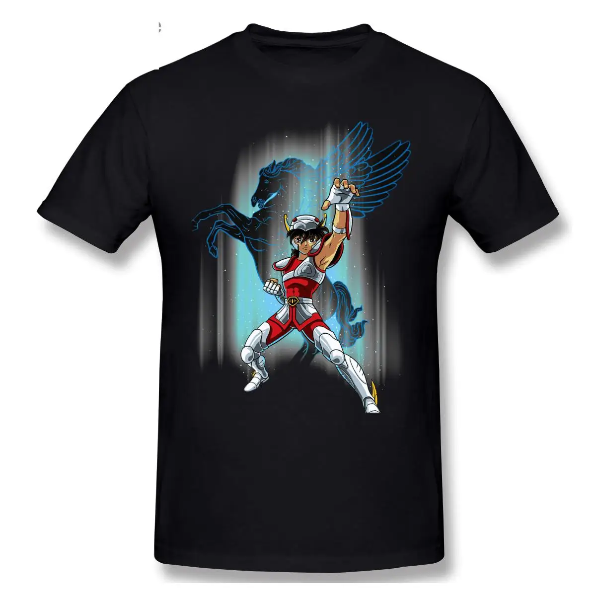 

Knights Of The Zodiac T Shirt For Mens Short Sleeve Seyia Of Pegasus T-Shirt Funny Crewneck Cotton TShirts Tops