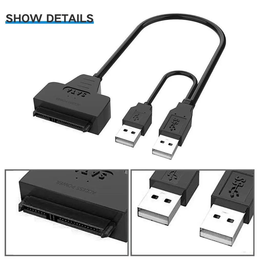 

SATA к двойному USB 2,0 3,0 с питанием SATA 22 Pin жесткий диск USB 2,5 кабель высокоскоростной адаптер кабель для внешнего дюйма SATA HDD SSD