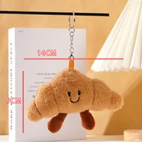 Kawaii Plush Keychain Cartoon Croissant Design for Car Keys Bag Charm Cute Girl Gift Pendant 6
