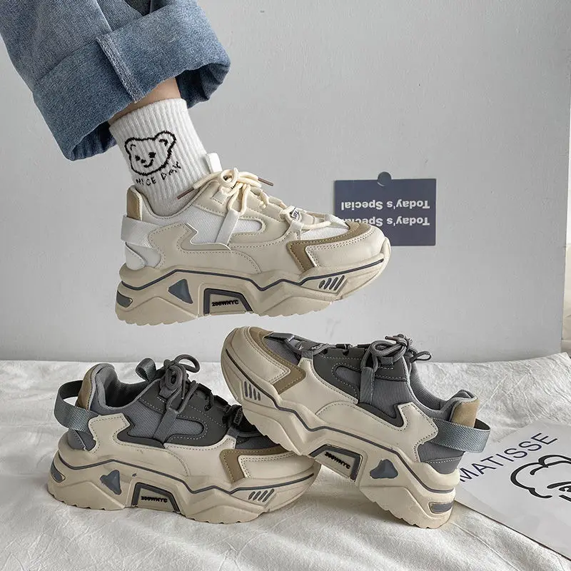

2023 Autumn Fashion Patchwork Woman Vulcanize Shoes Platform Sneakers Breathable Mesh Ladies Footwear Casual Ladies Footwear