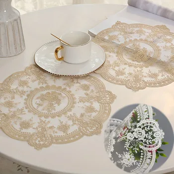 33/40/60 centimetri Europa Stile Retro Tovaglietta Bellissimo Modello Romantico Squisito Ricamo Tazze di Caffè Del Merletto Zerbino Vaso Lampada Da Tavolo Pad 1