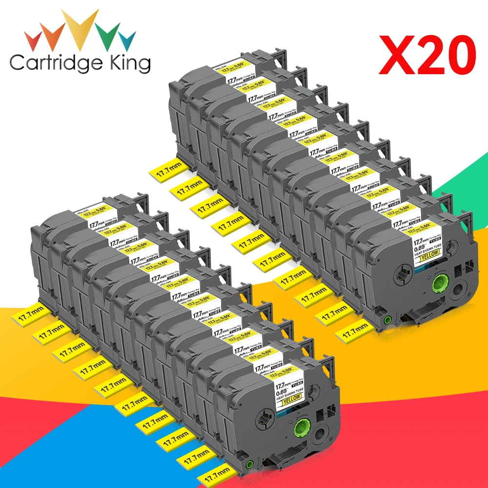 

20PK HSe641, совместимый с Brother, термоусадочная лампочка, 641, 17, 7 годов, совместим с Brother Ptouch, устройство для изготовления этикеток
