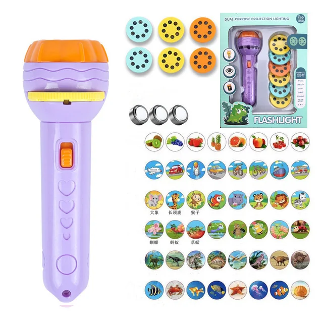 Flashlight Projector Torch Lamp Toy Baby Sleeping Story Book Early Education Toy for Kid Holiday Birthday Xmas Gift Light Up Toy 2