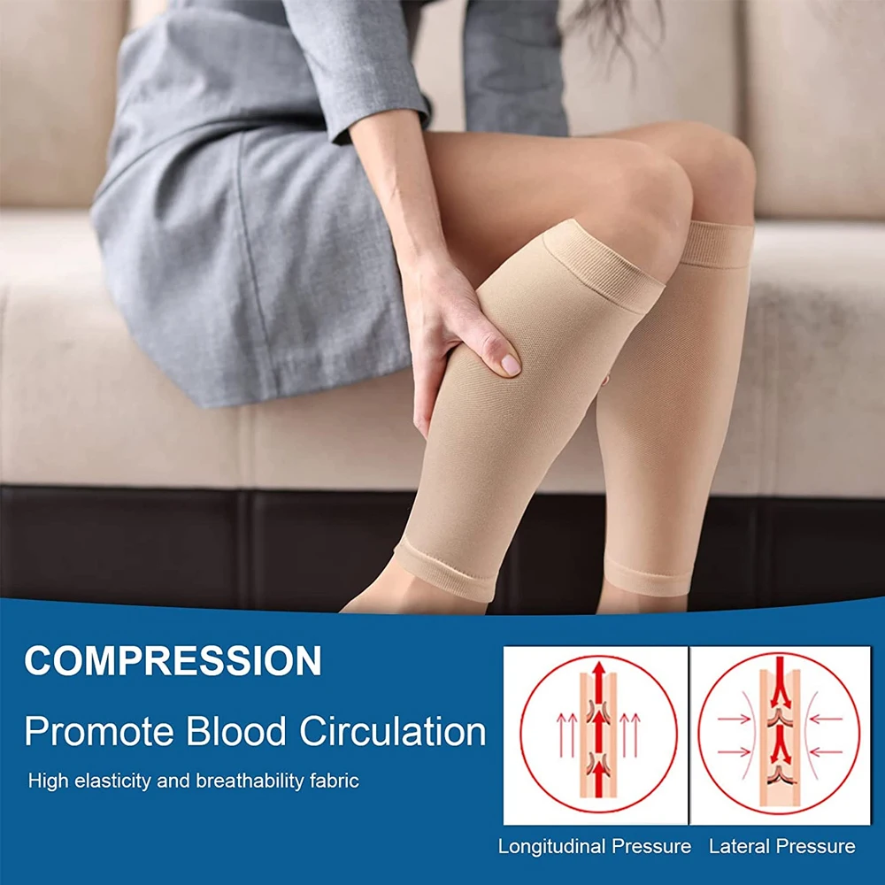 Plus Size Leg Sleeve Support Socks 20-30 mmHg Compression Socks For Women & Men Graduated Compression & Soothing Relief 1 Pair calf compression sleeve