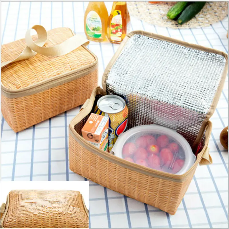

Portable Lunch Cooler Bag Picnic Bag Insulated Lunch Box Thermal Food Bag Zipper Closure Soft Liner Container