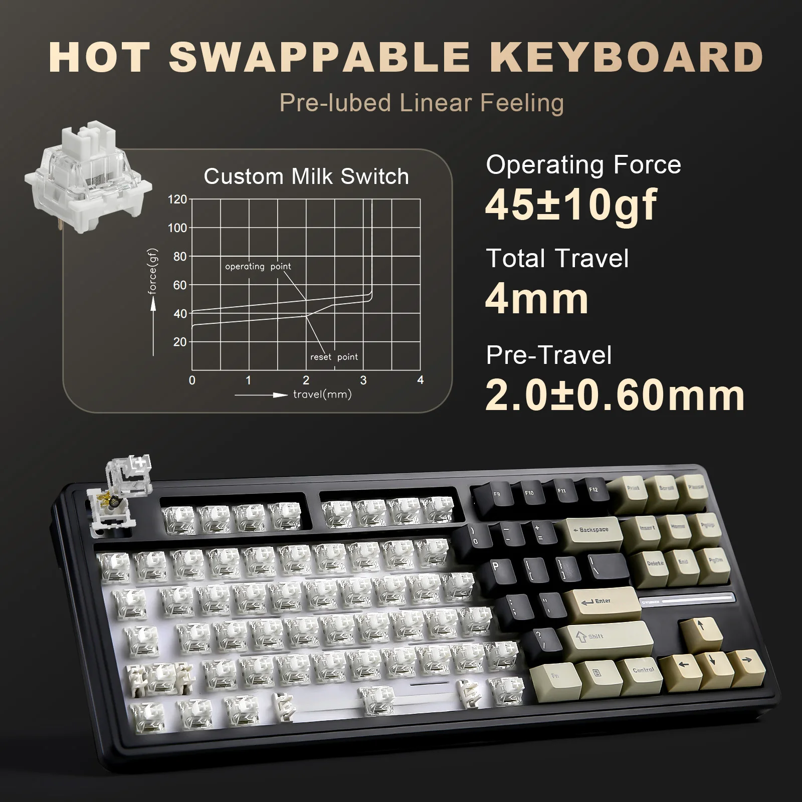 YUNZII YZ87 Black TKL 75% 87-Key Gasket Wireless Hot Swappable