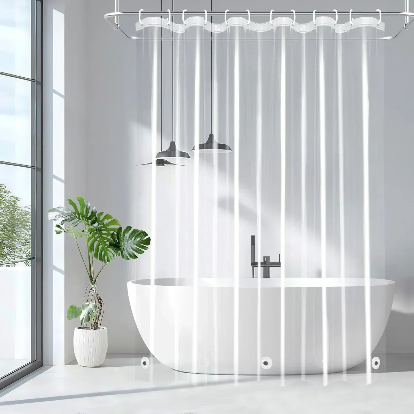 Clear PEVA Shower Curtain Liner with Magnets