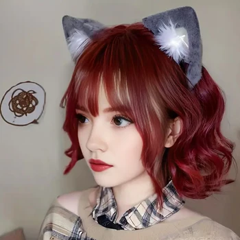 Parrucca BOB fatta a macchina piena riccia corta per capelli sintetici rosso lampone carino con frangia parrucca cosplay naturale simulata del cuoio capelluto per le donne