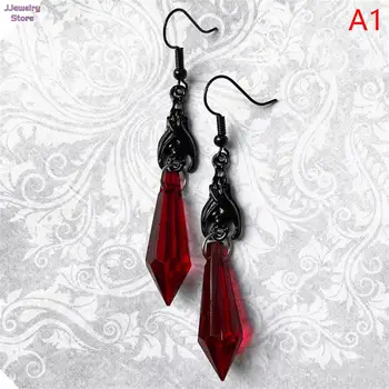 Bat Earrings with Red Teardrop Beads, Earrings, Gothic Jewelry, Alternative Jewelry, Gothic Gift for Her, Bat Lover, Halloween 1