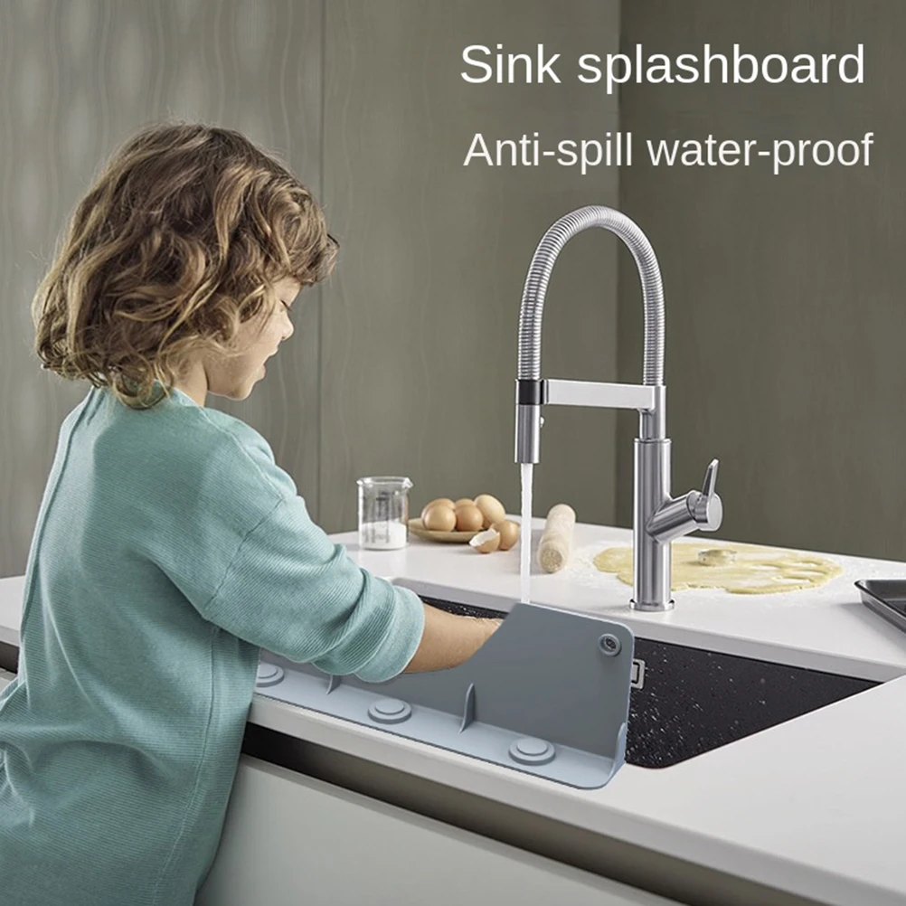 

Splash Proof Kitchen Water Baffle Soft Water Deflector Suction Cup Splash Guard Washing Dish Countertop Water Blocking Plate