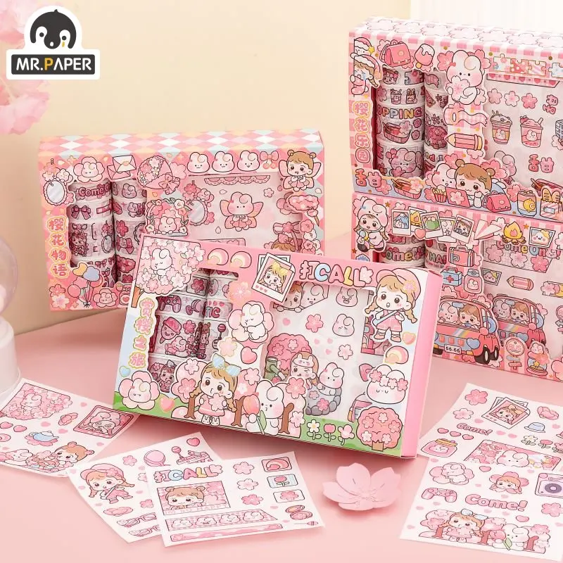 

Mr. Paper Pink Kawaii лента с наклейками набор Справочник лента для декорации Washi милые наклейки Мультяшные корейские канцелярские товары художественные принадлежности