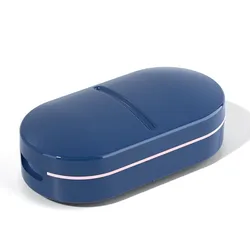 Compact 2-in-1 Pill Cutter with Hidden Storage and Crusher (Blue)