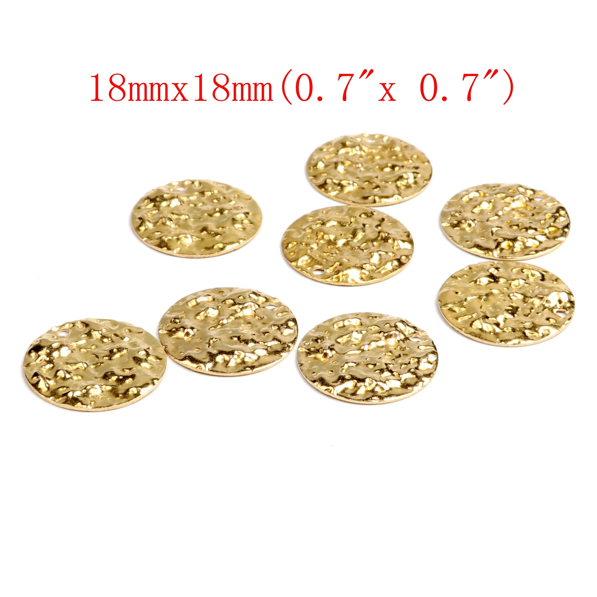 Gehämmerte Messing-Charms, Münzförmiger Verbinder, Zubehör für DIY-Ohrringe, Halskette, Armband, DIY-Herstellung, Schmuckzubehör – Detail 8