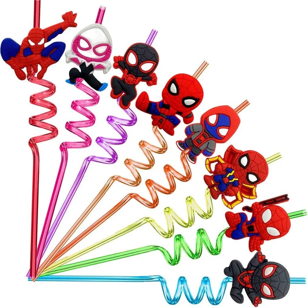 Astra Gourmet 24 ct Spiderman Party Straws Paper Straws for Children Birthday Party Supplies Party Favors Decorations 