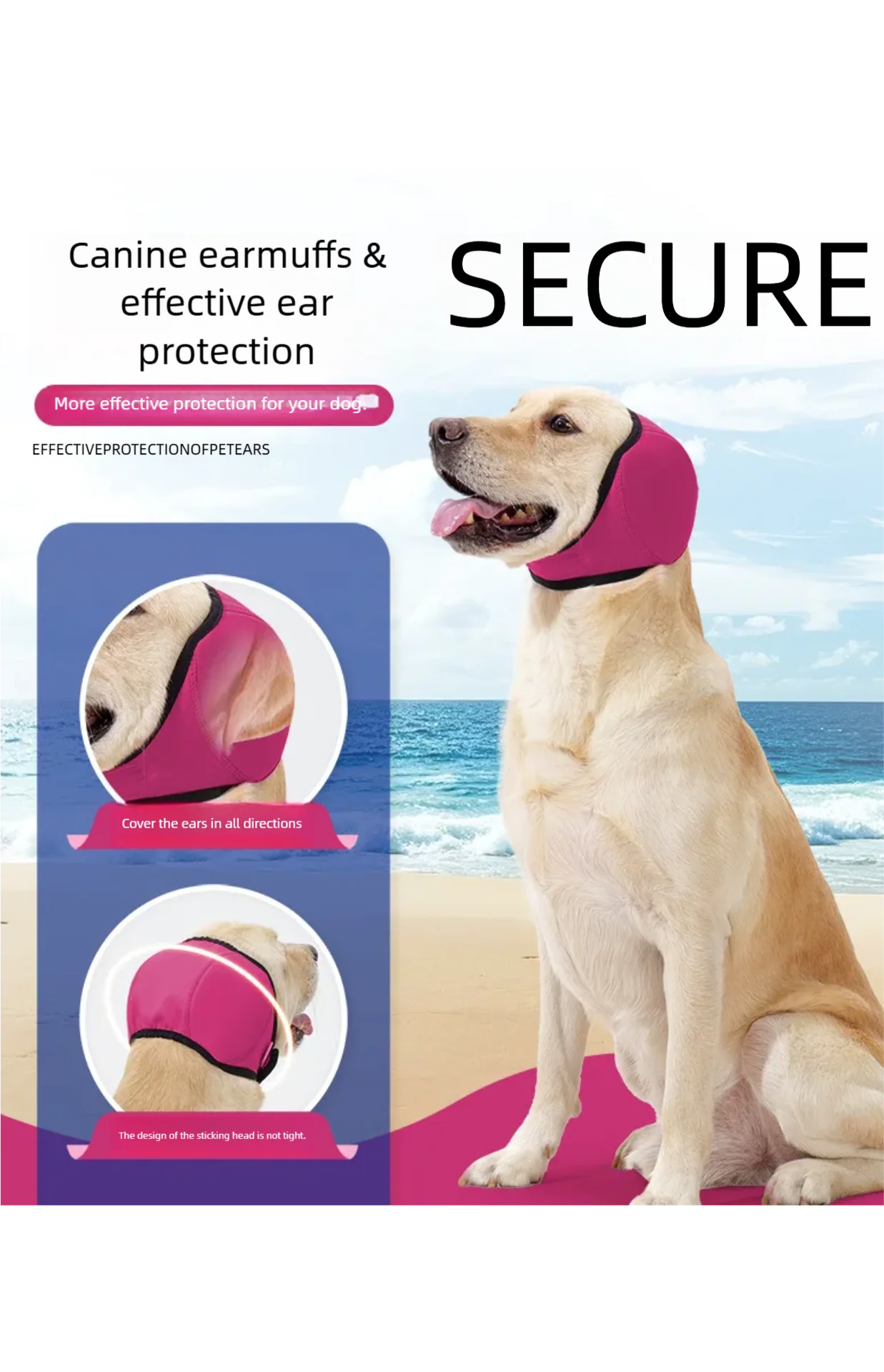 Pet Dog Earplugs for Summer Swimming Waterproof Head Cover Noise Reduction Soundproofing and Emotional Soothing Head Cover