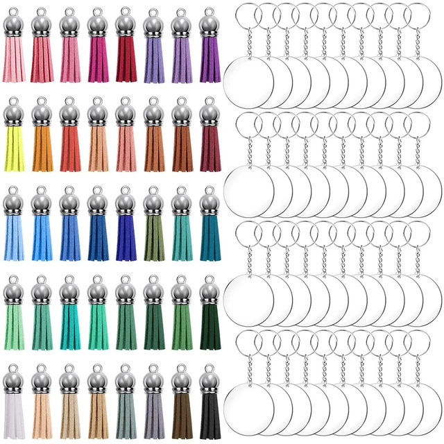 120pcs Acrylic Blank Keychains Set 3 Shapes Clear Acrylic Disc Leather  Tassel Charms Key Chains For DIY Craft Vinyl Kit - AliExpress